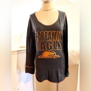 L Gray Long Sleeve Screamin Eagle Harley Davidson Shirt